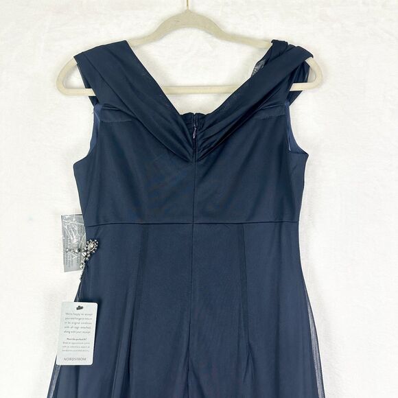 Alex Evenings Camille Cowl Neck Gown Size 6 NEW Navy Embellished Wedding Guest - Picture 8 of 10